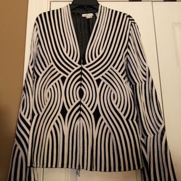 ALEXANDRA ROSATI - L Sz 14 black sheer/white ribbon zip top. GREAT CONDITION! - Picture 2 of 14